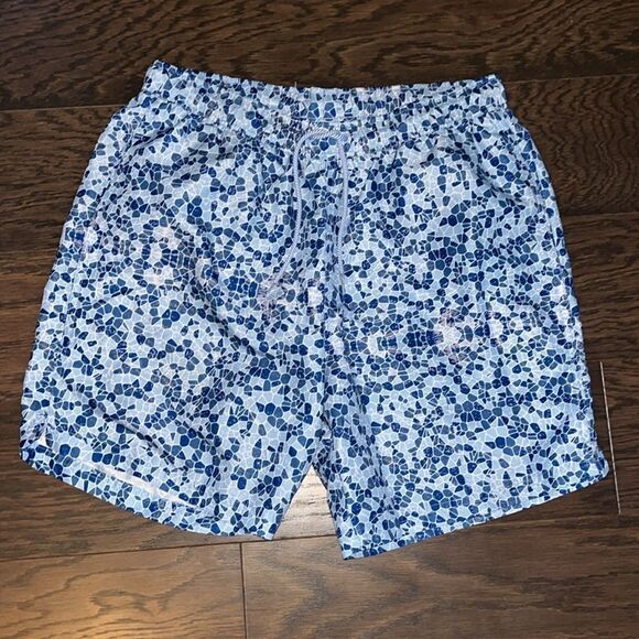 $75 Tailorbyrd lined resort sailboat blue shimmer swimming pool trunk shorts L - Picture 1 of 4